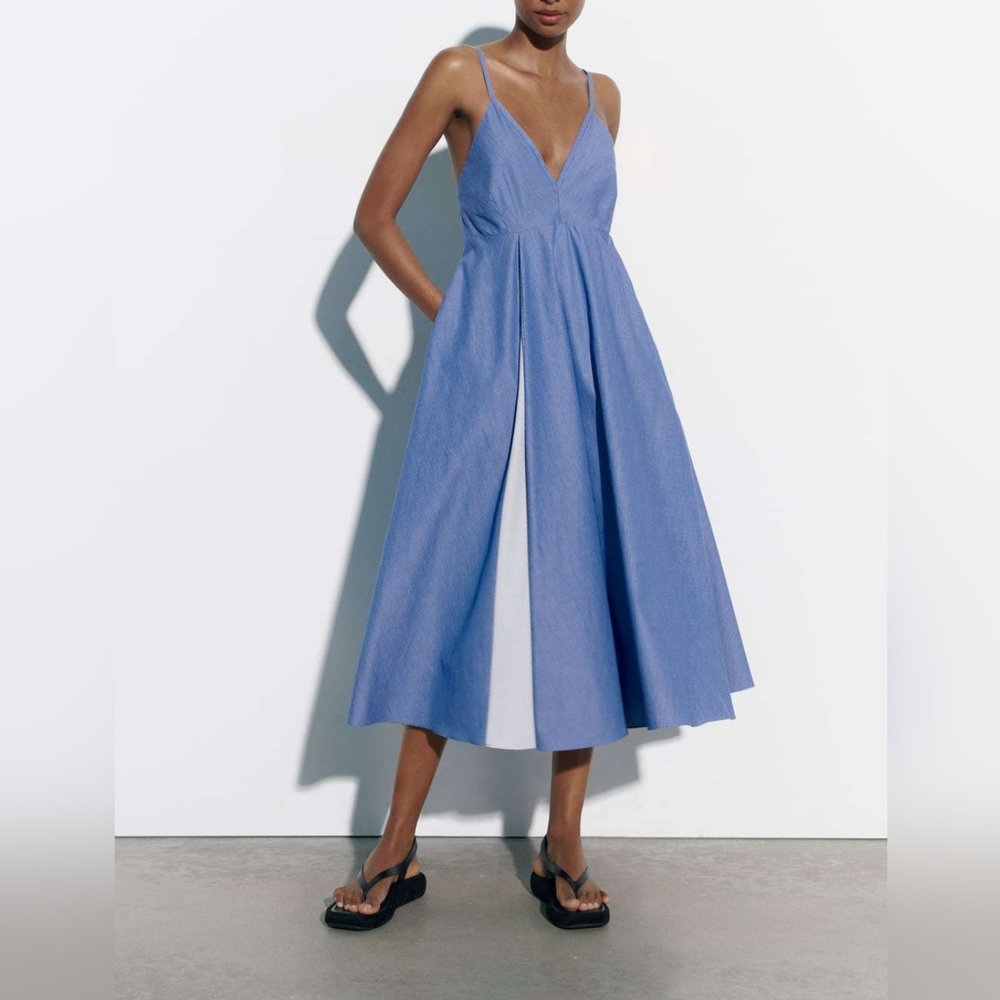 ZARA LIMITED EDITION STRIPED POPLIN DRESS